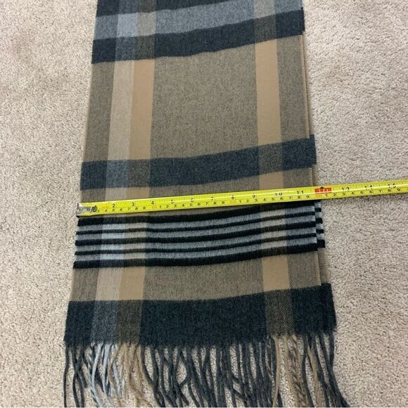 Cashmink V.FRAAS tan camel brown gray black plaid check fall winter scarf🔥 - Picture 5 of 6